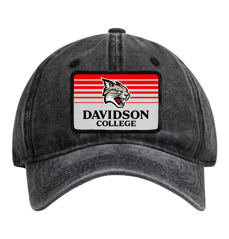 Davidson College Officially Licensed Unisex Dad Hat with Rectangle or Round Cloth Patch Black|Rectangle