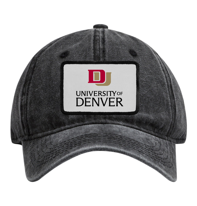 University of Denver Pioneers Officially Licensed Unisex Dad Hat with Rectangle or Round Cloth Patch Black|Rectangle