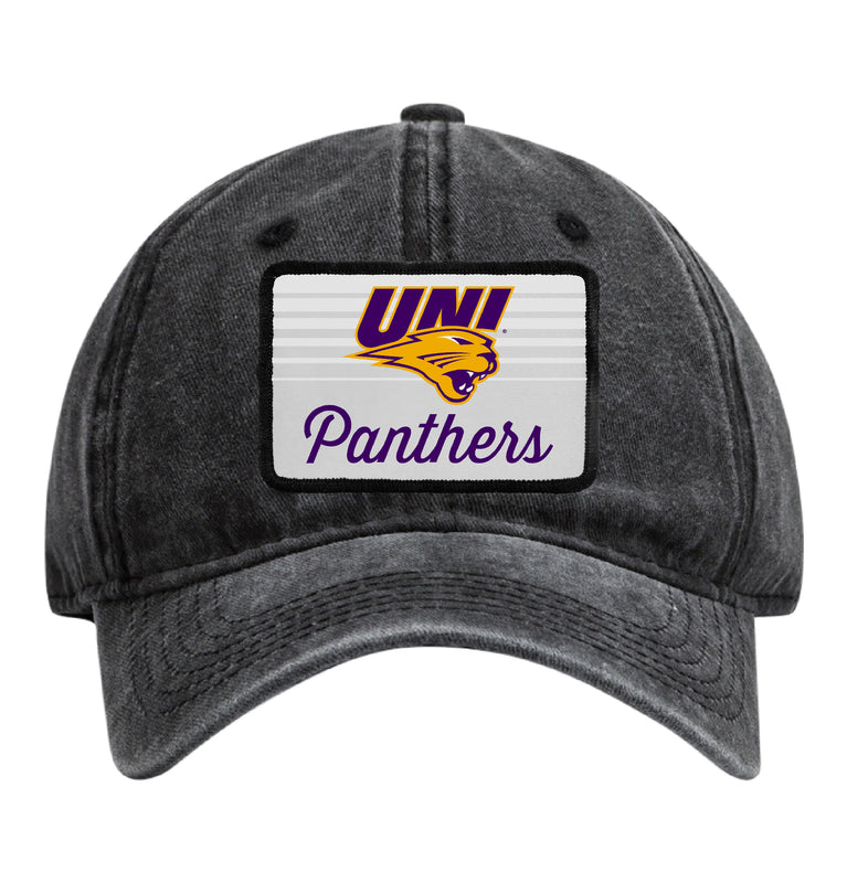 Northern Iowa Panthers Officially Licensed Unisex Dad Hat with Rectangle or Round Cloth Patch Black|Rectangle