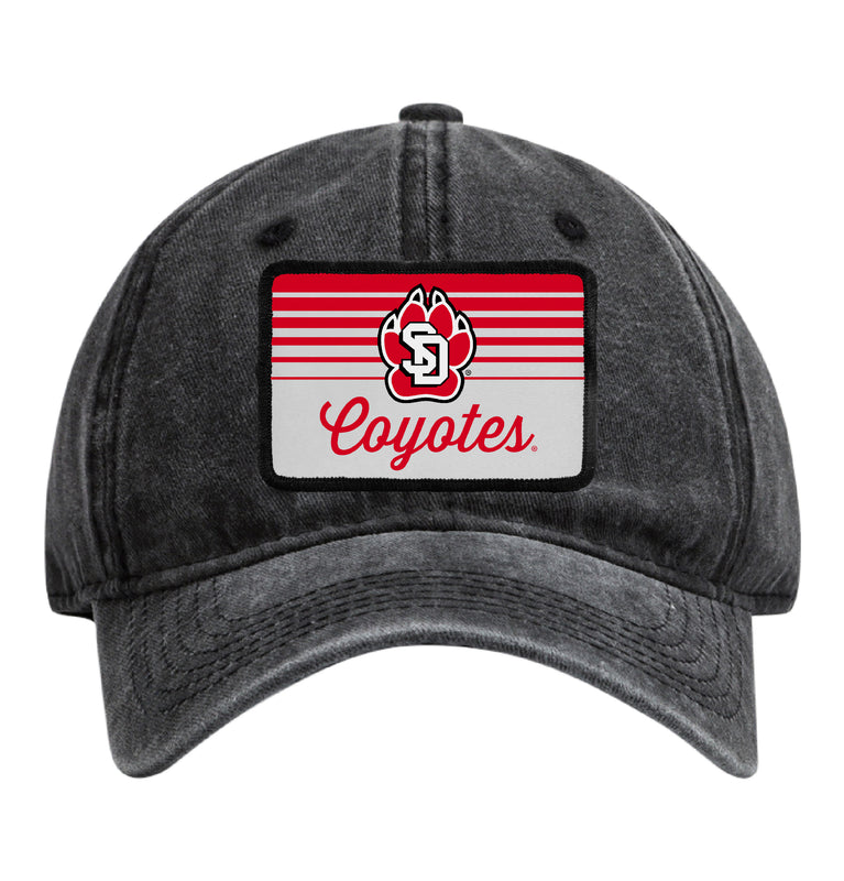 South Dakota Coyotes Officially Licensed Unisex Dad Hat with Rectangle or Round Cloth Patch Black|Rectangle