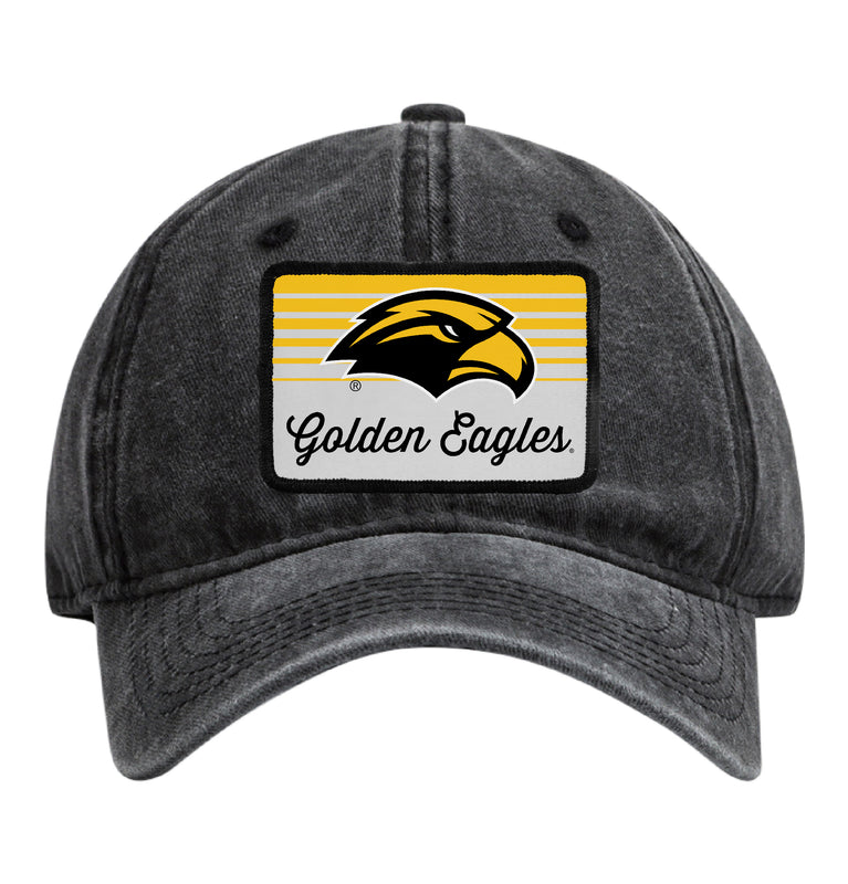 Southern Mississippi Golden Eagles Officially Licensed Unisex Dad Hat with Rectangle or Round Cloth Patch Black|Rectangle
