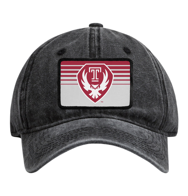 Temple University Officially Licensed Unisex Dad Hat with Rectangle or Round Cloth Patch Black|Rectangle