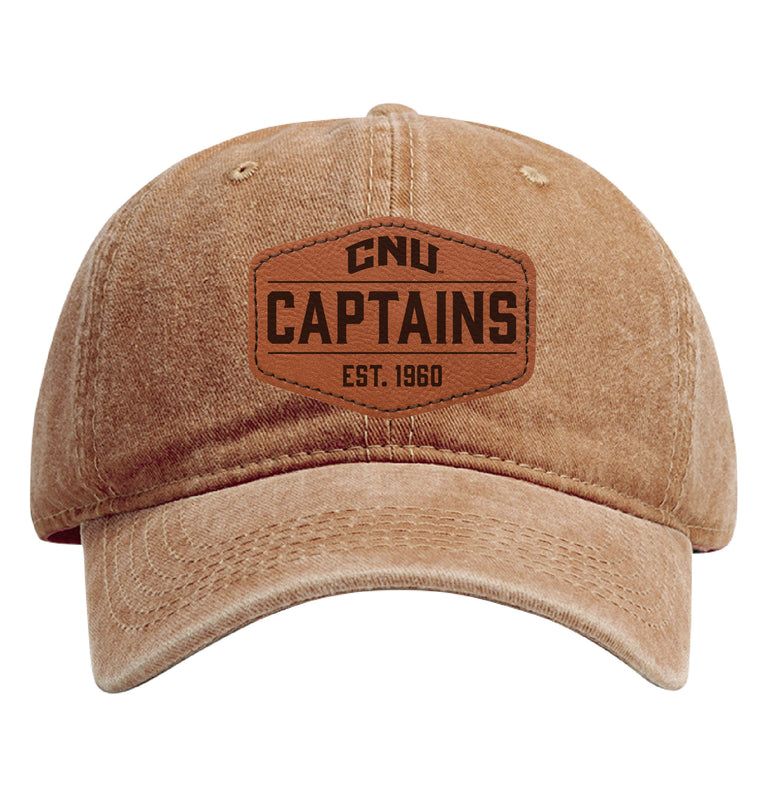 Christopher Newport Captains Officially Licensed Dad Hat Unisex Soft Baseball Cap with Hexagon Engraved Leather Patch Coffee