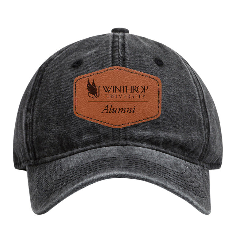 Winthrop University Officially Licensed Alumni Dad Hat – Adjustable Cap with Engraved Hex Patch Black