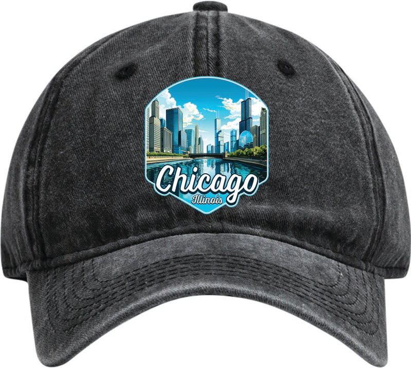 Chicago Illinois Dad Hat – Unisex Soft Baseball Cap Black