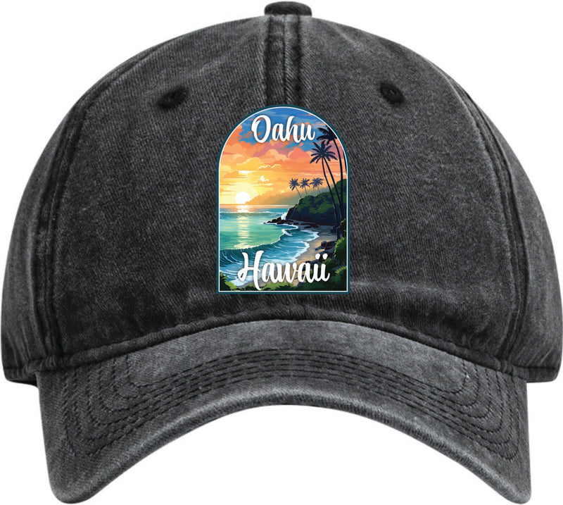 Oahu Hawaii Dad Hat – Unisex Soft Baseball Cap Black