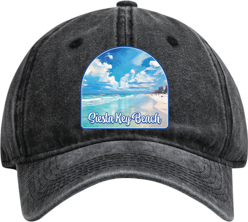 Siesta Key Beach Florida Dad Hat – Unisex Soft Baseball Cap Black