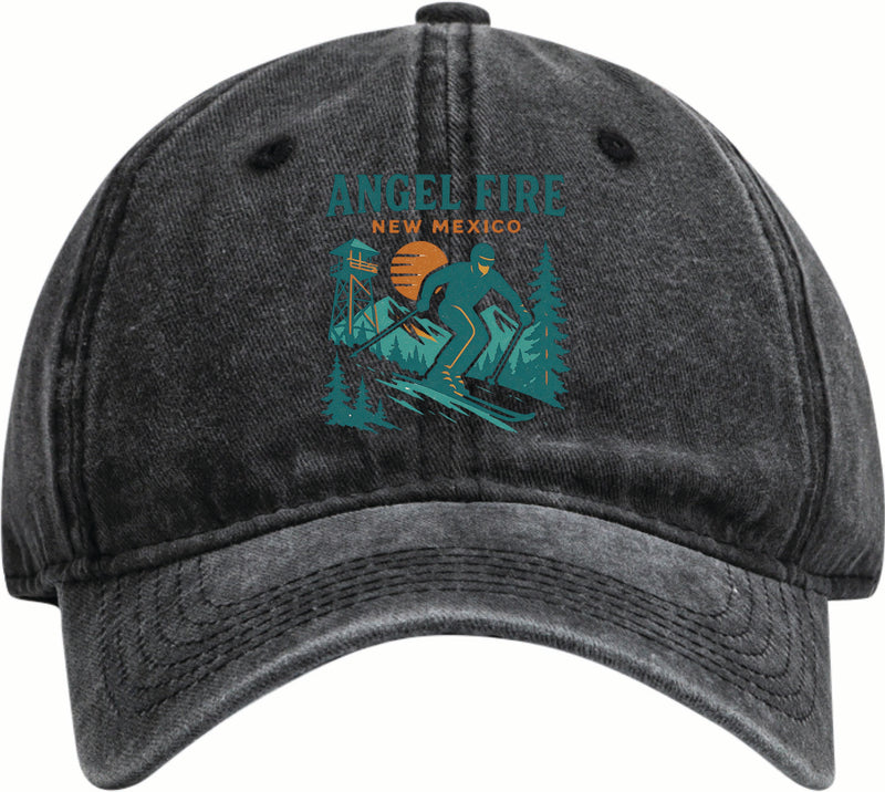 Angel Fire New Mexico Vintage Design Black Dad Hat – Unisex Soft Baseball Cap Black