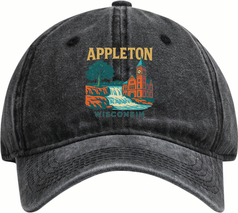 Appleton Wisconsin Vintage Design Black Dad Hat – Unisex Soft Baseball Cap Black