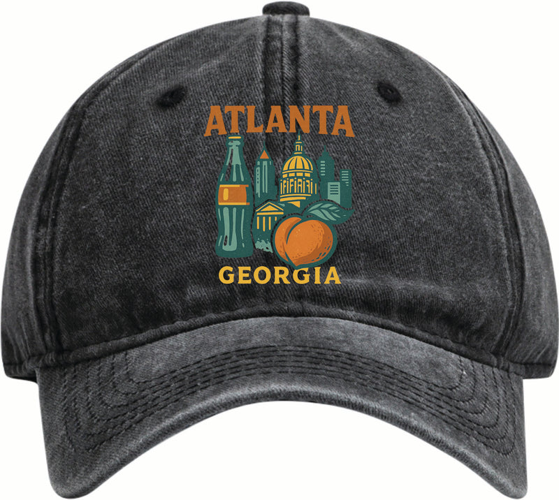Atlanta Georgia Vintage Design Black Dad Hat – Unisex Soft Baseball Cap Black
