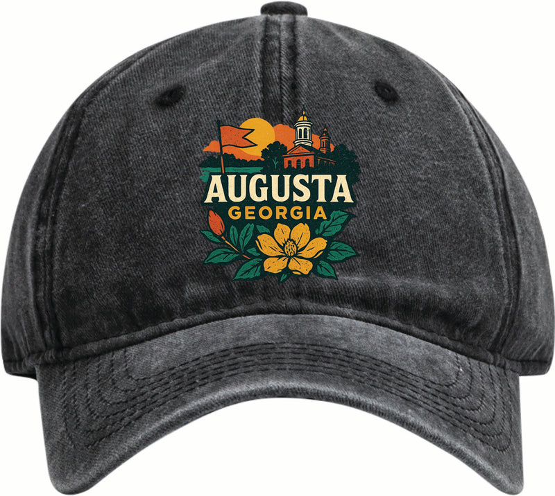 Augusta Georgia Vintage Design Black Dad Hat – Unisex Soft Baseball Cap Black