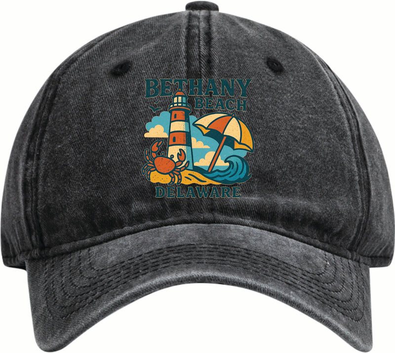 Bethany Beach Delaware Vintage Design Black Dad Hat – Unisex Soft Baseball Cap Black