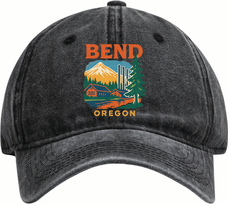 Bend Oregon Vintage Design Black Dad Hat – Unisex Soft Baseball Cap Black