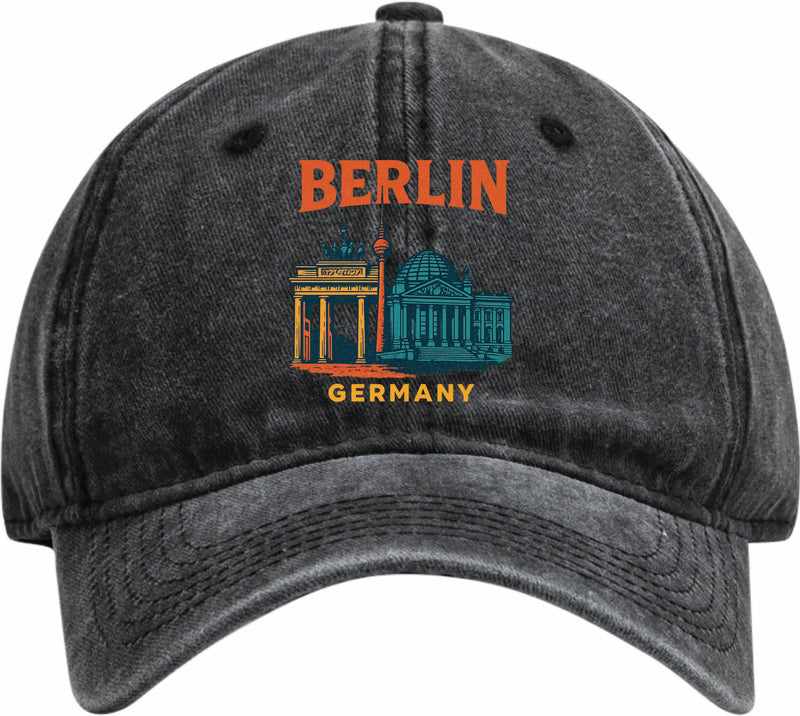 Berlin Germany Vintage Design Black Dad Hat – Unisex Soft Baseball Cap Black