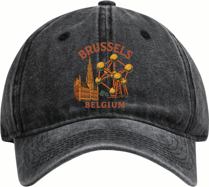 Brussels Belgium Vintage Design Black Dad Hat – Unisex Soft Baseball Cap Black