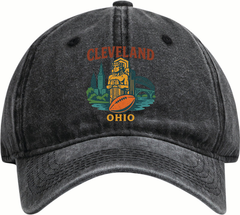 Cleveland Ohio Vintage Design Black Dad Hat – Unisex Soft Baseball Cap Black