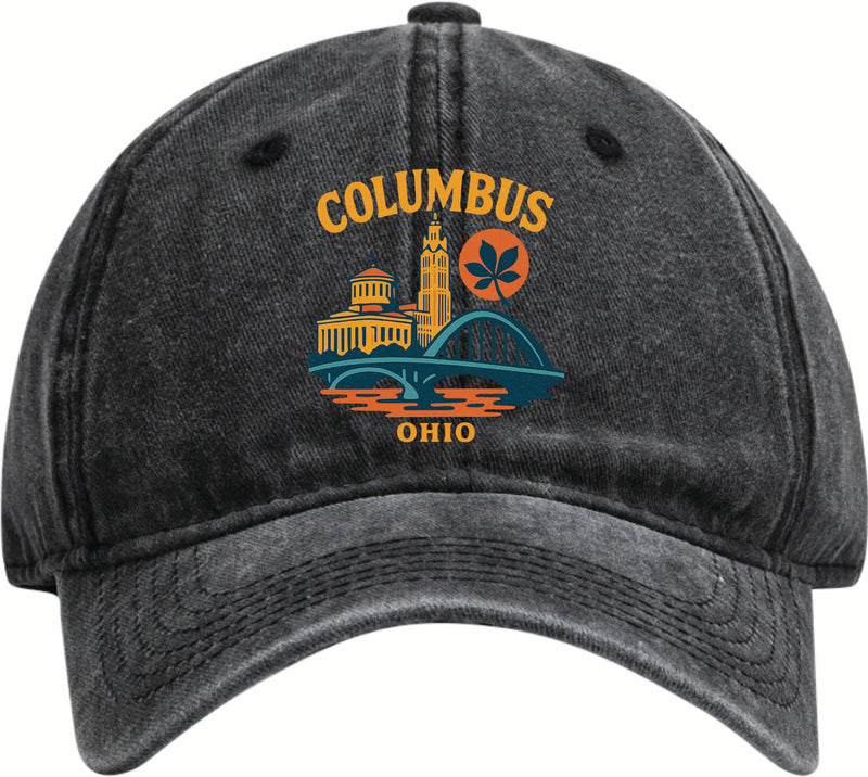 Columbus Ohio Vintage Design Black Dad Hat – Unisex Soft Baseball Cap Black