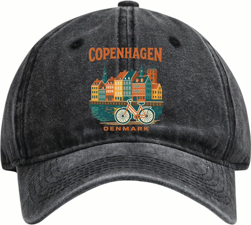 Copenhagen Denmark Vintage Design Black Dad Hat – Unisex Soft Baseball Cap Black