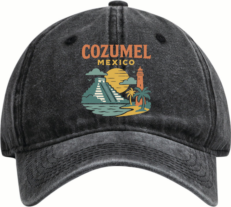 Cozumel Mexico Vintage Design Black Dad Hat – Unisex Soft Baseball Cap Black