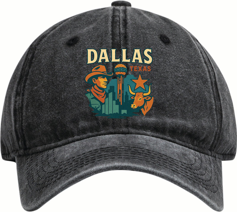 Dallas Texas Vintage Design Black Dad Hat – Unisex Soft Baseball Cap Black