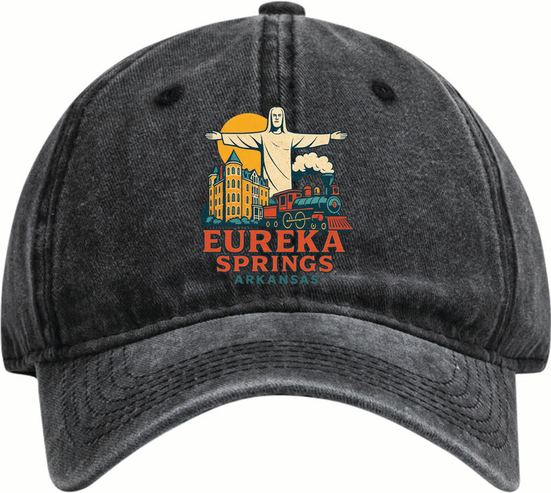 Eureka Springs Arkansas Vintage Design Black Dad Hat – Unisex Soft Baseball Cap Black