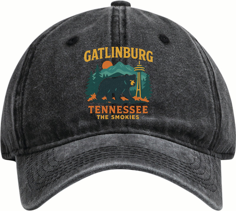 Gatlinburg Tennessee Vintage Design Black Dad Hat – Unisex Soft Baseball Cap Black