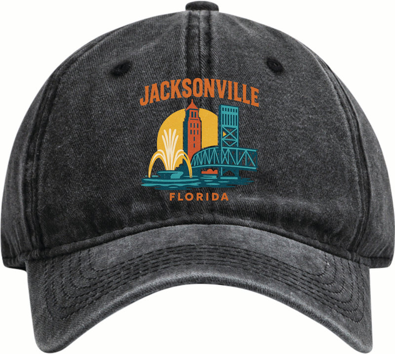Jacksonville Florida Vintage Design Black Dad Hat – Unisex Soft Baseball Cap Black