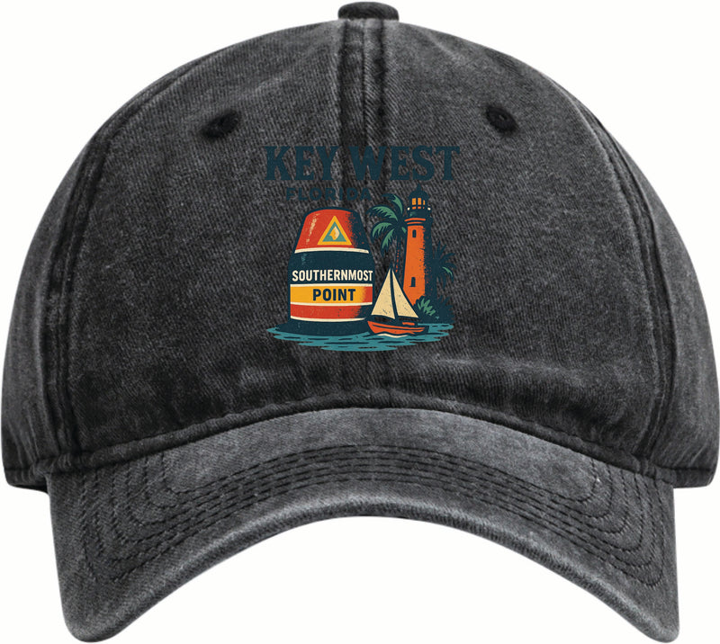 Key West Florida Vintage Design Black Dad Hat – Unisex Soft Baseball Cap Black