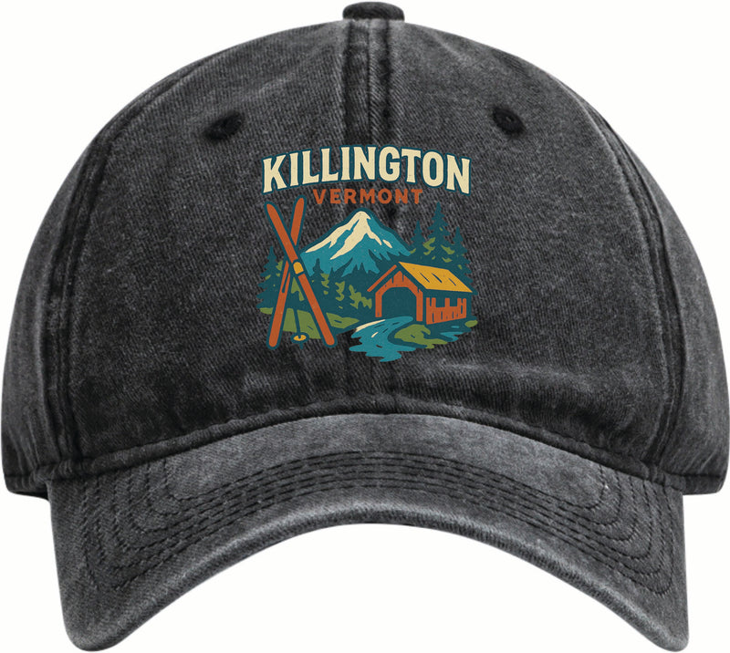 Killington Vermont Vintage Design Black Dad Hat – Unisex Soft Baseball Cap Black