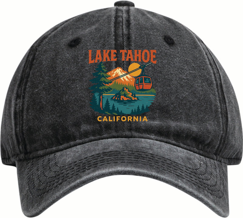 Lake Tahoe California Vintage Design Black Dad Hat – Unisex Soft Baseball Cap Black