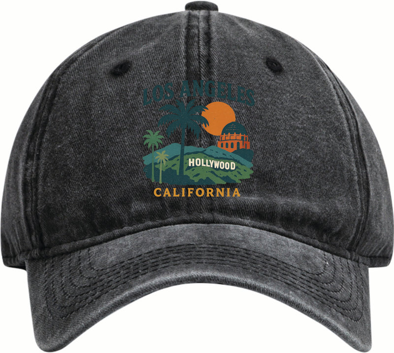Los Angeles California Vintage Design Black Dad Hat – Unisex Soft Baseball Cap Black