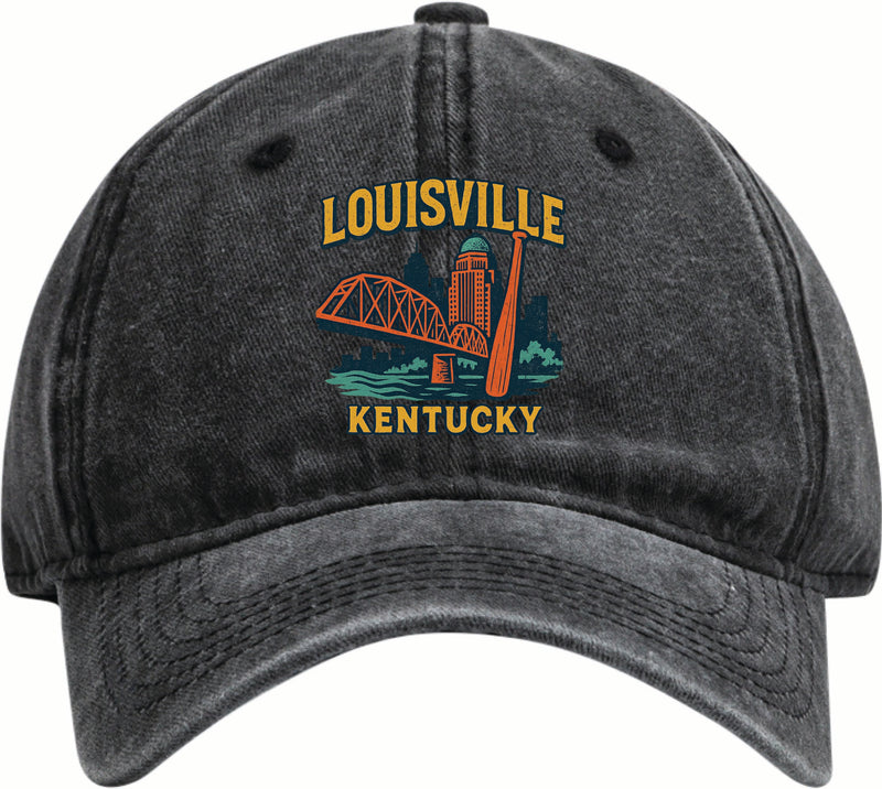 Louisville Kentucky Vintage Design Black Dad Hat – Unisex Soft Baseball Cap Black