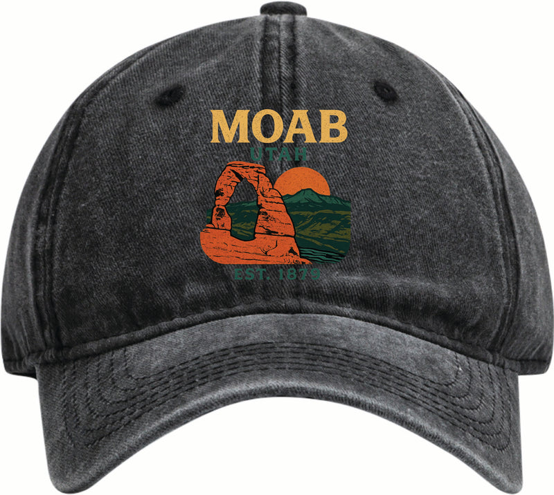 Moab Utah Vintage Design Black Dad Hat – Unisex Soft Baseball Cap Black