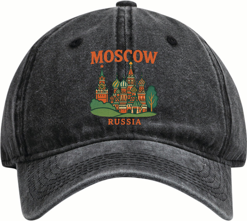 Moscow Russia Vintage Design Black Dad Hat – Unisex Soft Baseball Cap Black
