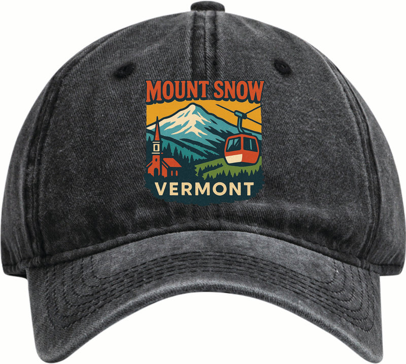 Mount Snow Vermont Vintage Design Black Dad Hat – Unisex Soft Baseball Cap Black