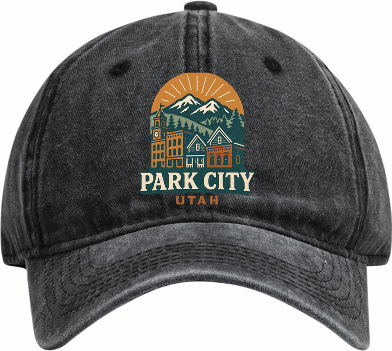 Park City Utah Vintage Design Black Dad Hat – Unisex Soft Baseball Cap Black