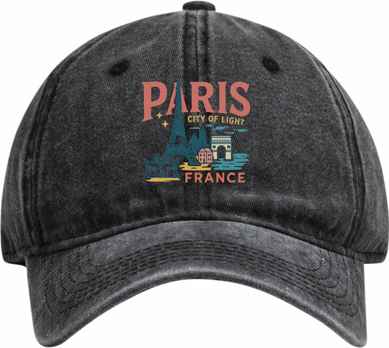 Paris France Vintage Design Black Dad Hat – Unisex Soft Baseball Cap Black