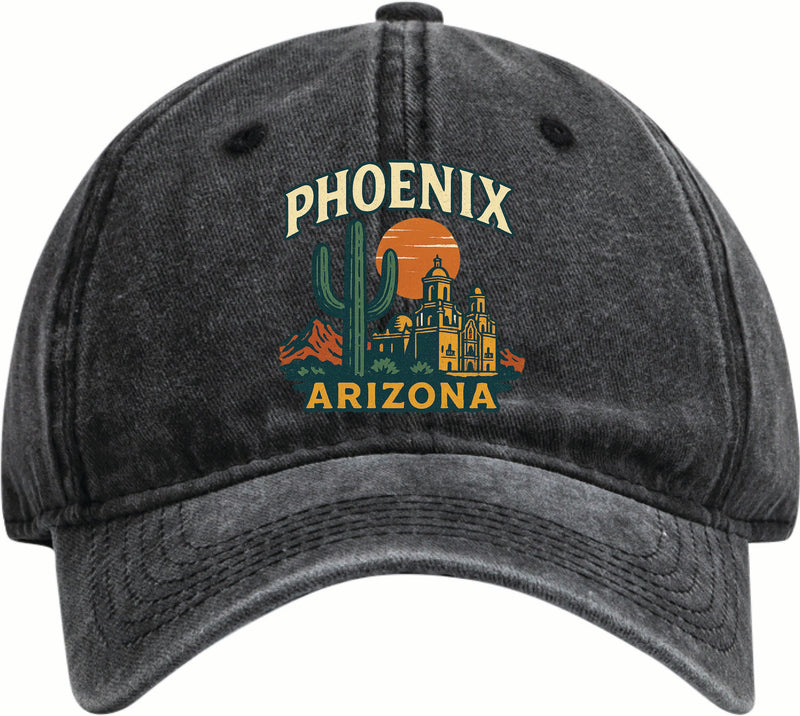 Phoenix Arizona Vintage Design Black Dad Hat – Unisex Soft Baseball Cap Black