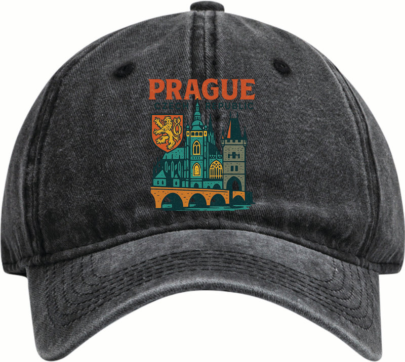 Prague Czech Republic Vintage Design Black Dad Hat – Unisex Soft Baseball Cap Black