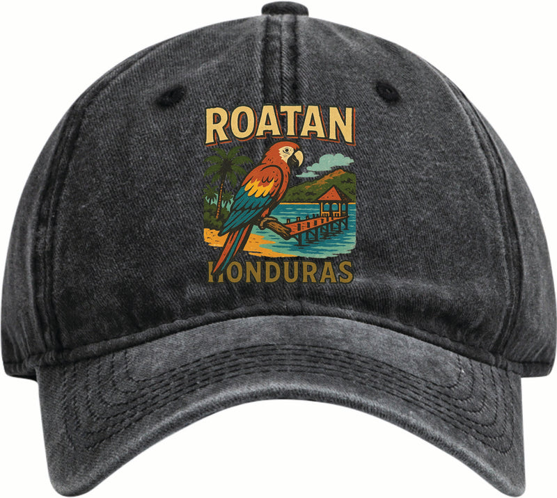Roatan Honduras Vintage Design Black Dad Hat – Unisex Soft Baseball Cap Black