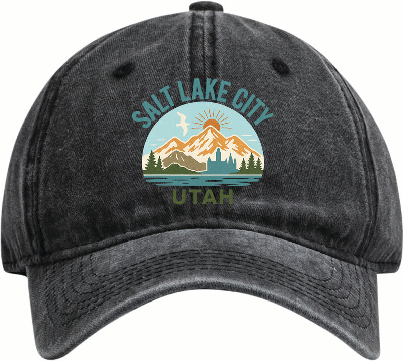 Salt Lake City Utah Vintage Design Black Dad Hat – Unisex Soft Baseball Cap Black