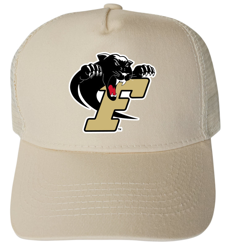 Ferrum College Officially Licensed Trucker Hat - Unisex Mesh Back Cap with Full Color Heat Transfer Logo Cream