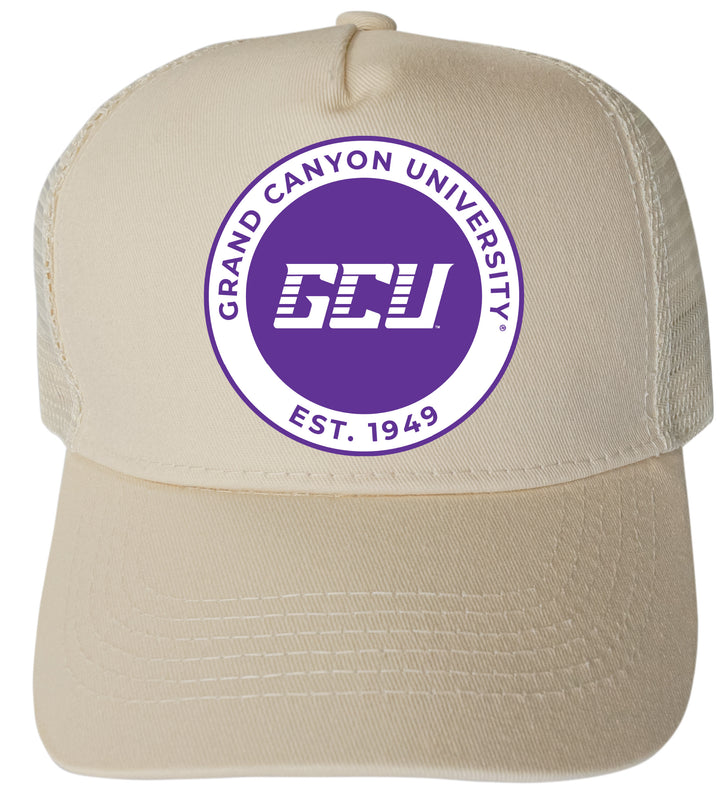 Grand Canyon University Lopes Officially Licensed Trucker Hat - Unisex Mesh Back Cap with Full Color Heat Transfer Logo Cream