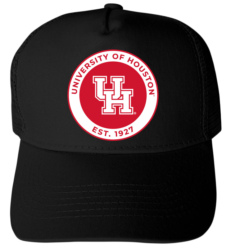University of Houston Officially Licensed Trucker Hat - Unisex Mesh Back Cap with Full Color Heat Transfer Logo Black