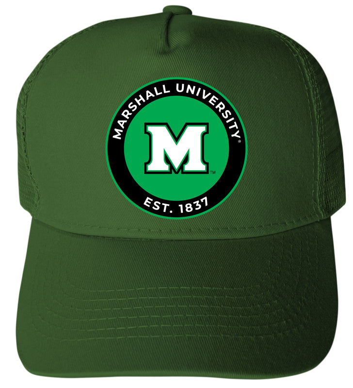 Marshall Thundering Herd Officially Licensed Trucker Hat - Unisex Mesh Back Cap with Full Color Heat Transfer Logo Green