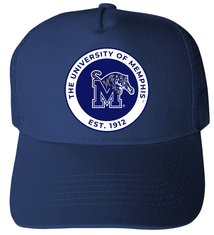 Memphis Tigers Officially Licensed Trucker Hat - Unisex Mesh Back Cap with Full Color Heat Transfer Logo