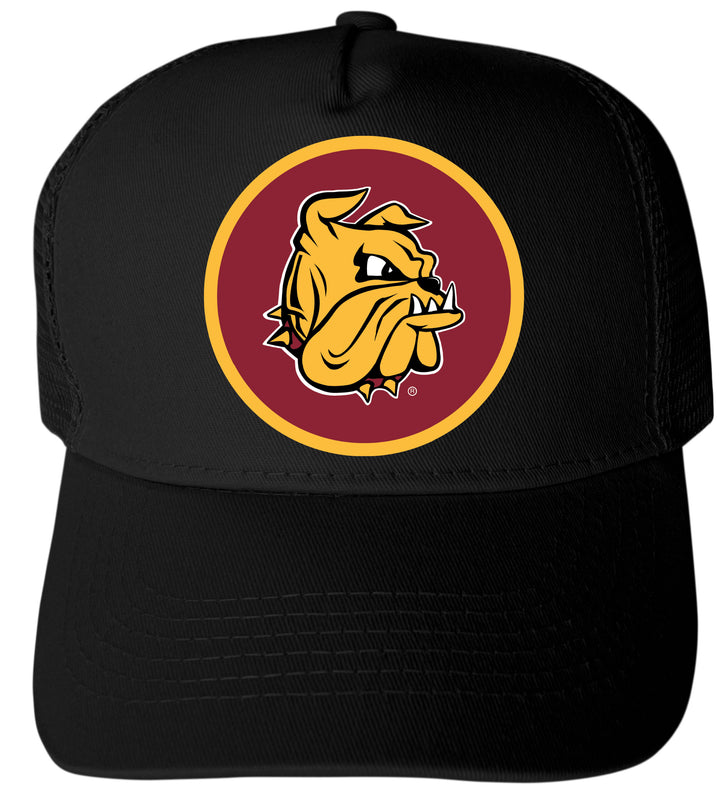 Minnesota Duluth Bulldogs Officially Licensed Trucker Hat - Unisex Mesh Back Cap with Full Color Heat Transfer Logo Black