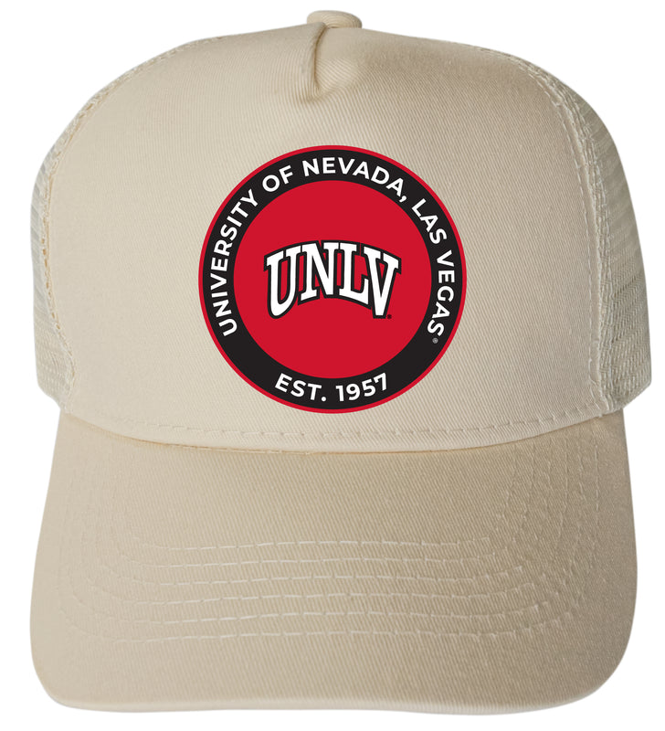UNLV Rebels Officially Licensed - Unisex Trucker Hat with Full Color Heat Transfer Logo Cream