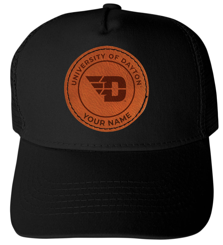 Dayton Flyers Custom Collegiate Trucker Hat – Officially Licensed with Round or Hexagon Leather Patch Roundi Patch