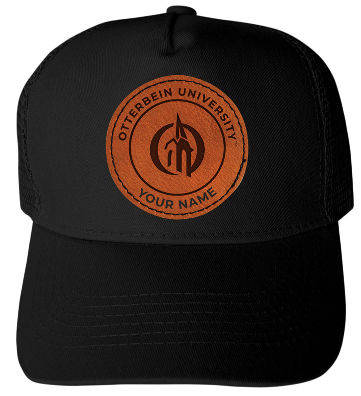 Otterbein University Custom Collegiate Trucker Hat – Officially Licensed with Round or Hexagon Leather Patch Roundi Patch